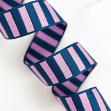 Bold Stripe Webbing 1.5 inch Navy/Peony By The Yard