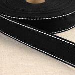 Cotton Webbing Black with Stitches