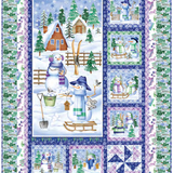 Snowflake Wishes Scenic Snowman Quilt Kit 48" x 70"