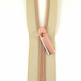 Zipper Tape Beige with Rose Gold 3 Yds