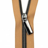 Zippers By The Yard Natural Tape Gunmetal Teeth #5