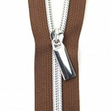 Zipper Tape Brown with Nickel 3 Yards