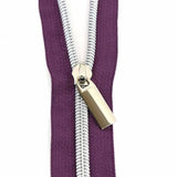 Zipper Tape Purple with Nickel 3 Yards