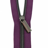 Zipper Tape Purple with Gunmetal 3 Yards