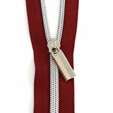Zipper Tape Burgundy with Nickel 3 Yards
