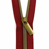 Burgundy Zipper Tape with Antique 3 Yards