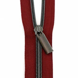 Zipper Tape Burgundy with Gunmetal 3 Yds